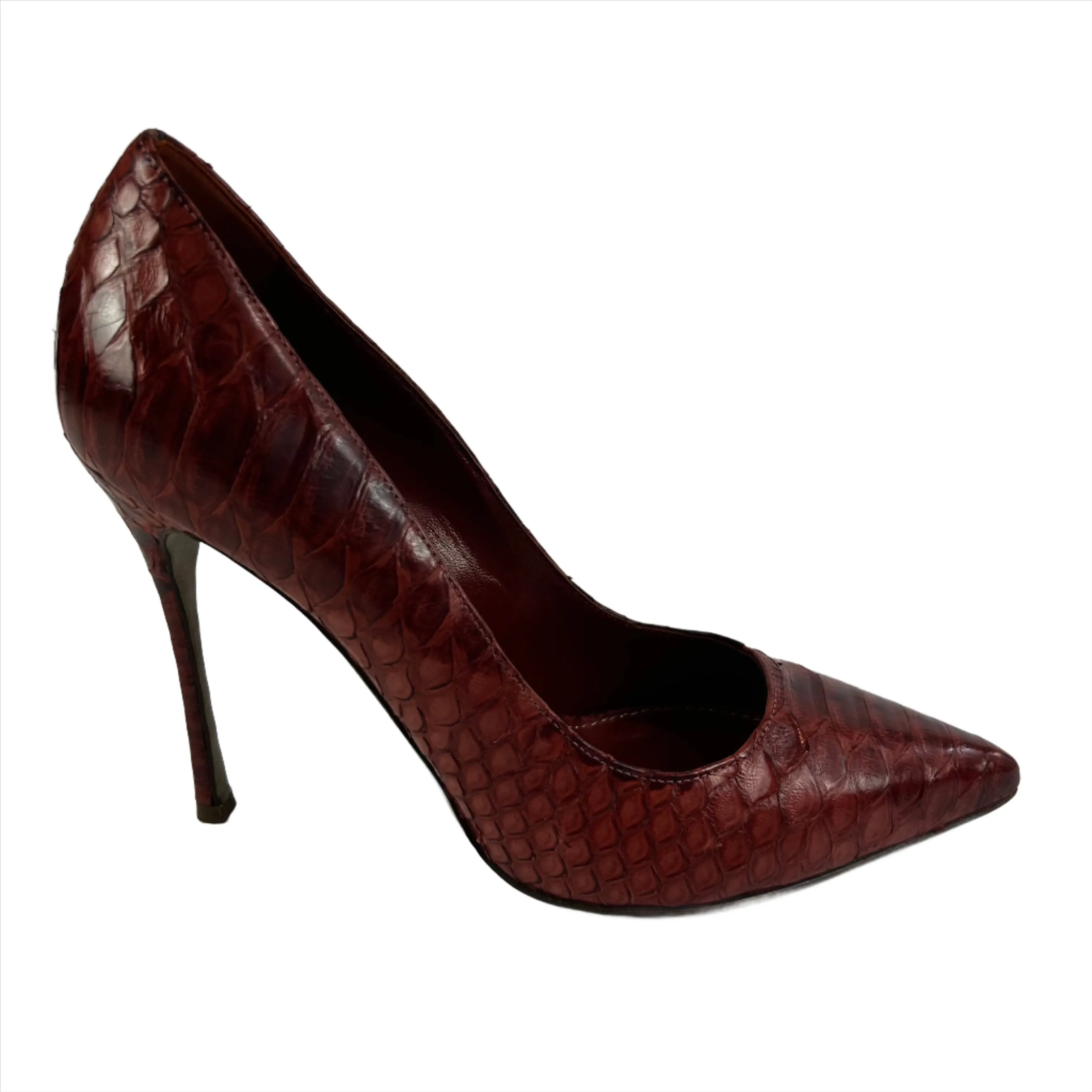 Sergio Rossi Oxblood Python 110 Heels 38