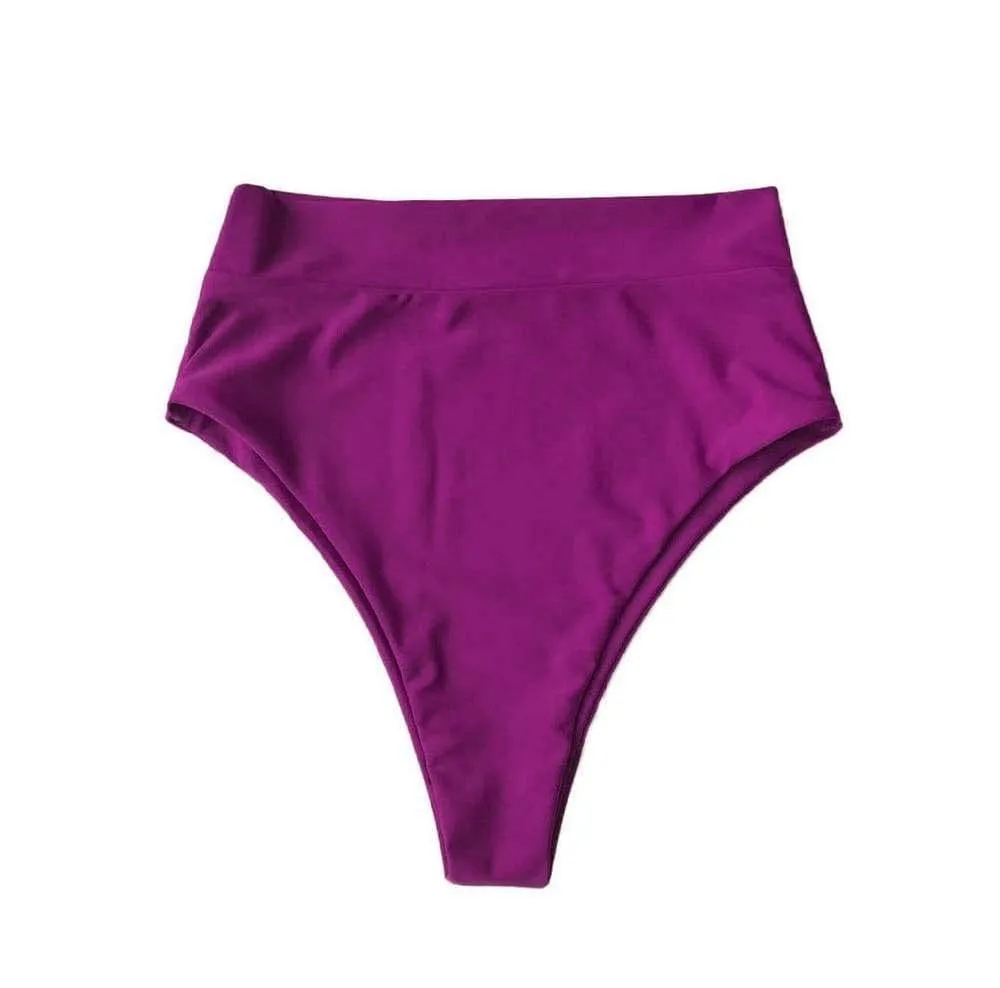 SEYCHELLES HIGH WAISTED BIKINI BOTTOMS IN ORCHID PURPLE