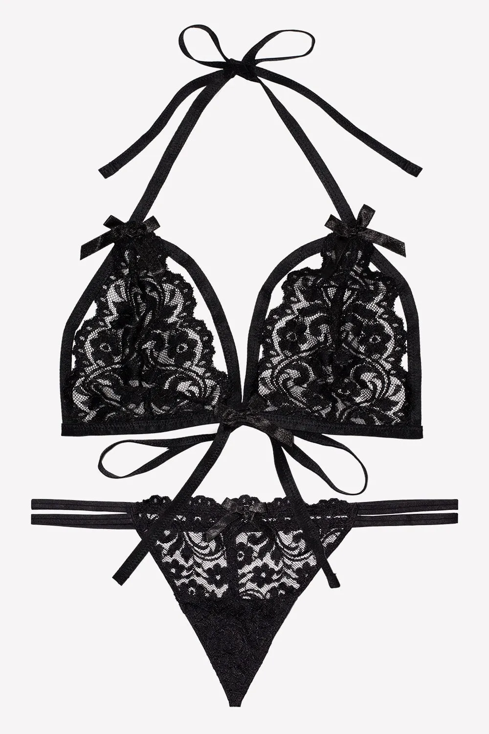 Signature Lace Matching Bra & Panty Set | Black Hue