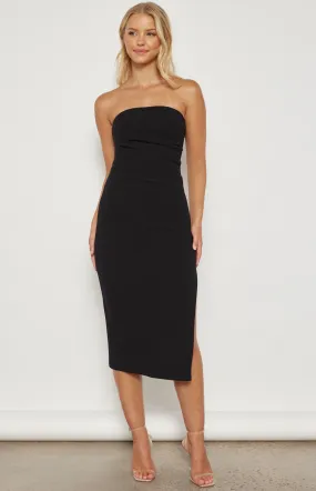 Stretch Strapless Dress with Pleated Waist Detail (SDR1554B)