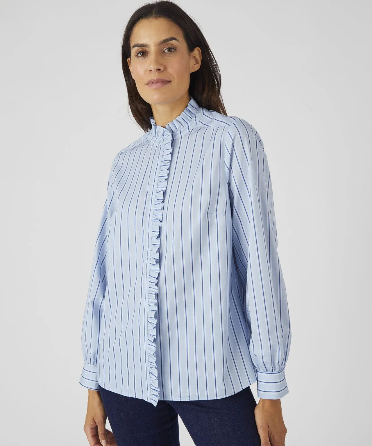 Stripe Frill Trim Blouse