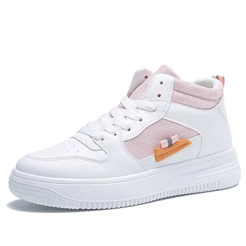 White pink side decorated casual shoe sneaker