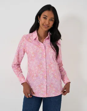 Women's Lulworth Tailored Cotton Shirt in Pink Floral from Crew Clothing Company