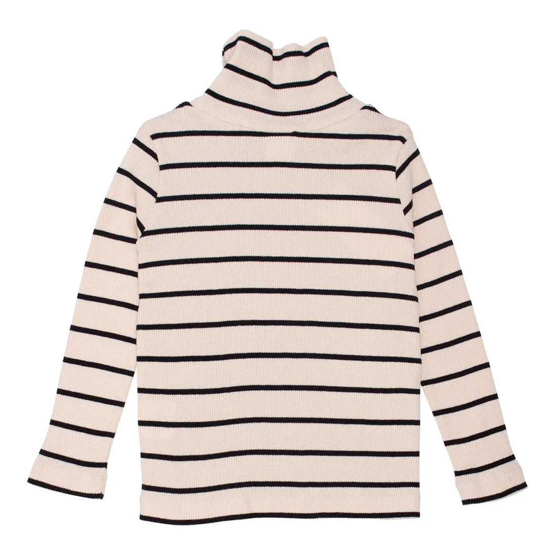 WYNKEN Kids ECRU Black Striped Soft LUNA Roll Turtle Neck