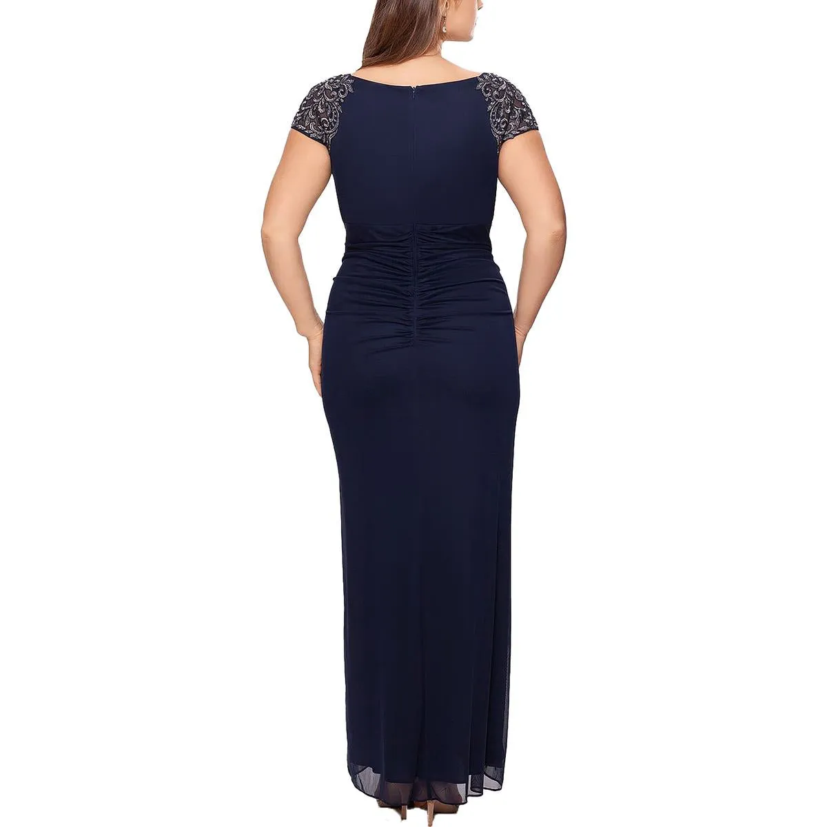 Xscape Womens Plus Embellished Embroidered Evening Dress