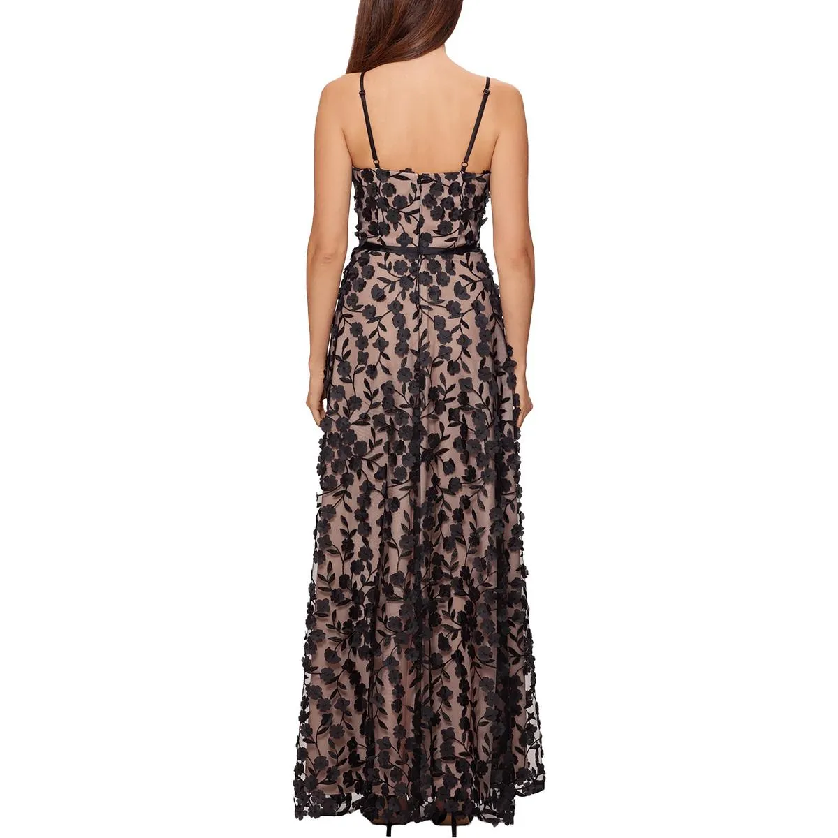 Xscape Womens Sheer Overlay Maxi Evening Dress